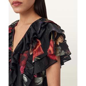AllSaints Alma Floral Frill Top